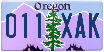 OR license plate 011XAK