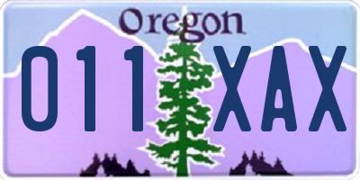 OR license plate 011XAX