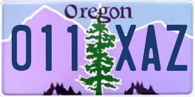 OR license plate 011XAZ