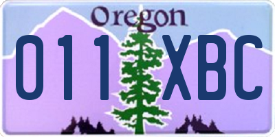OR license plate 011XBC
