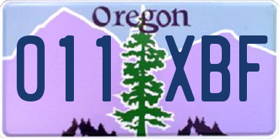 OR license plate 011XBF