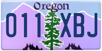 OR license plate 011XBJ