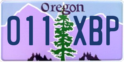 OR license plate 011XBP