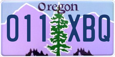 OR license plate 011XBQ