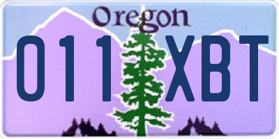 OR license plate 011XBT
