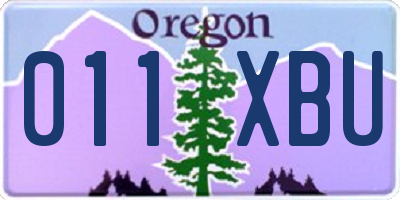 OR license plate 011XBU
