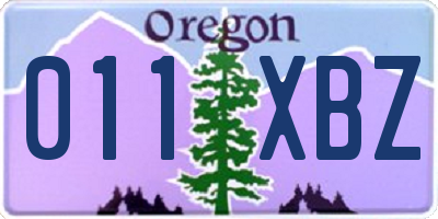 OR license plate 011XBZ