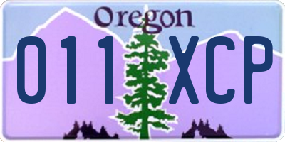 OR license plate 011XCP