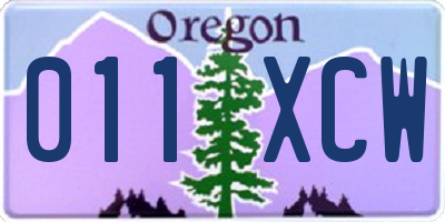 OR license plate 011XCW