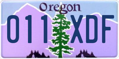 OR license plate 011XDF