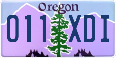 OR license plate 011XDI