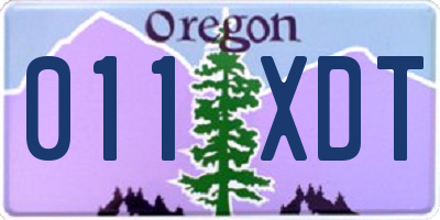 OR license plate 011XDT