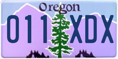 OR license plate 011XDX