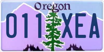 OR license plate 011XEA