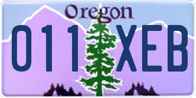 OR license plate 011XEB