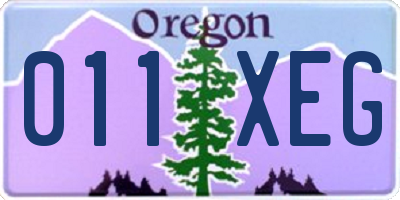 OR license plate 011XEG
