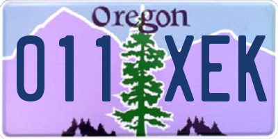 OR license plate 011XEK