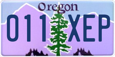 OR license plate 011XEP
