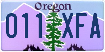 OR license plate 011XFA