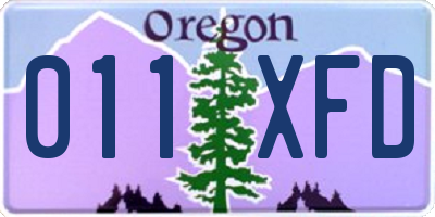 OR license plate 011XFD