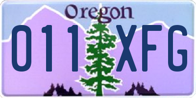 OR license plate 011XFG
