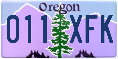 OR license plate 011XFK