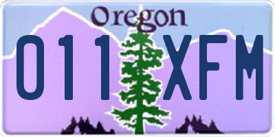 OR license plate 011XFM