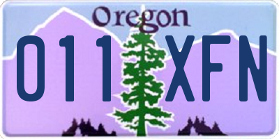 OR license plate 011XFN