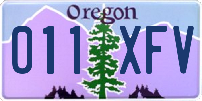 OR license plate 011XFV
