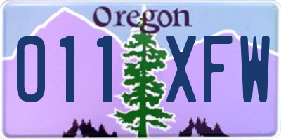 OR license plate 011XFW