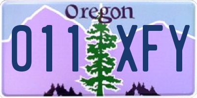 OR license plate 011XFY