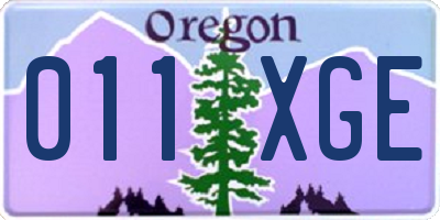 OR license plate 011XGE