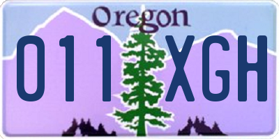 OR license plate 011XGH