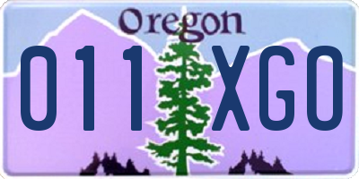 OR license plate 011XGO