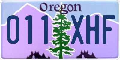 OR license plate 011XHF