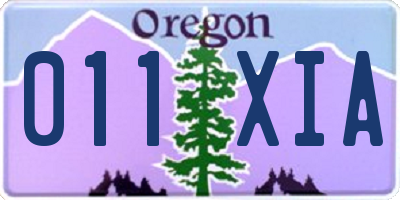 OR license plate 011XIA