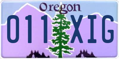 OR license plate 011XIG