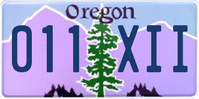 OR license plate 011XII