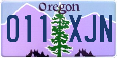 OR license plate 011XJN