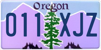 OR license plate 011XJZ
