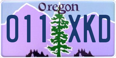 OR license plate 011XKD