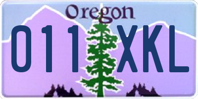 OR license plate 011XKL