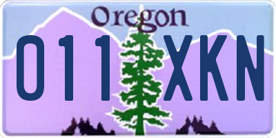 OR license plate 011XKN
