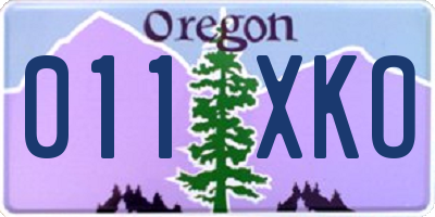 OR license plate 011XKO