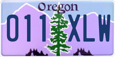 OR license plate 011XLW