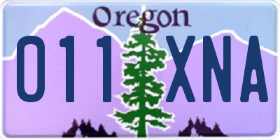 OR license plate 011XNA
