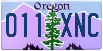 OR license plate 011XNC