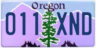 OR license plate 011XND