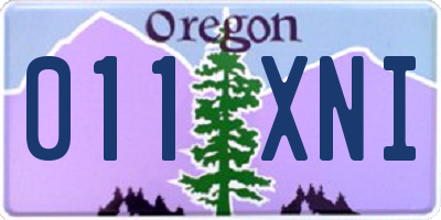 OR license plate 011XNI