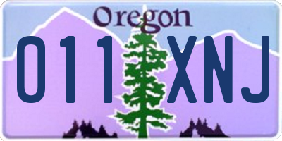OR license plate 011XNJ